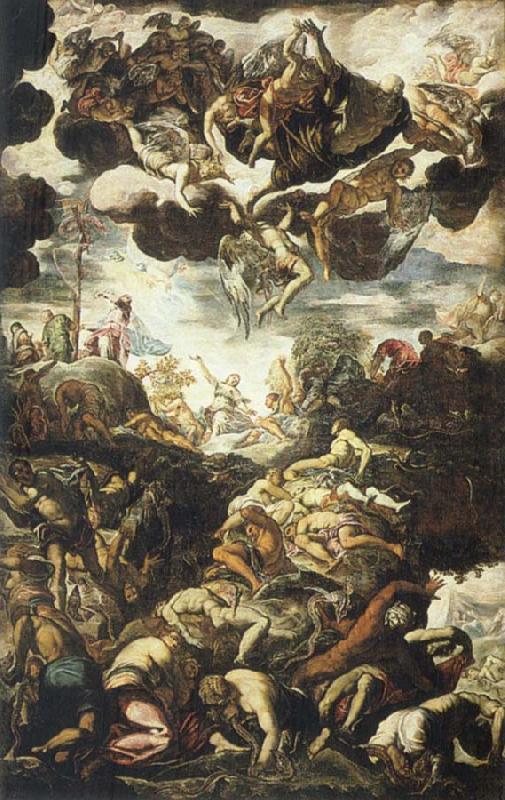 TINTORETTO, Jacopo Miracle of the Brazen Serpent Germany oil painting art